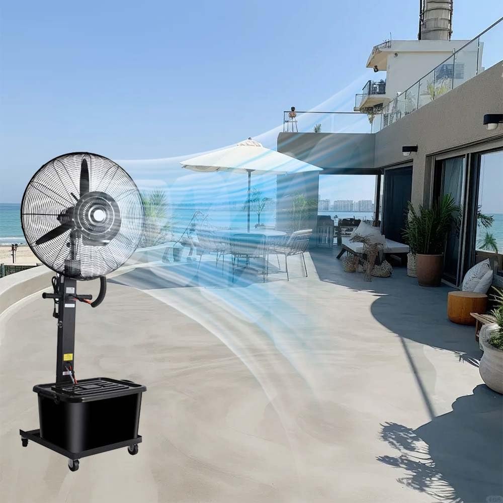 Ventilatore industriale da esterno con nebulizzatore, grande ventilatore nebulizzatore per garage, fabbrica, palestra, officina e giardino, 40,6 cm