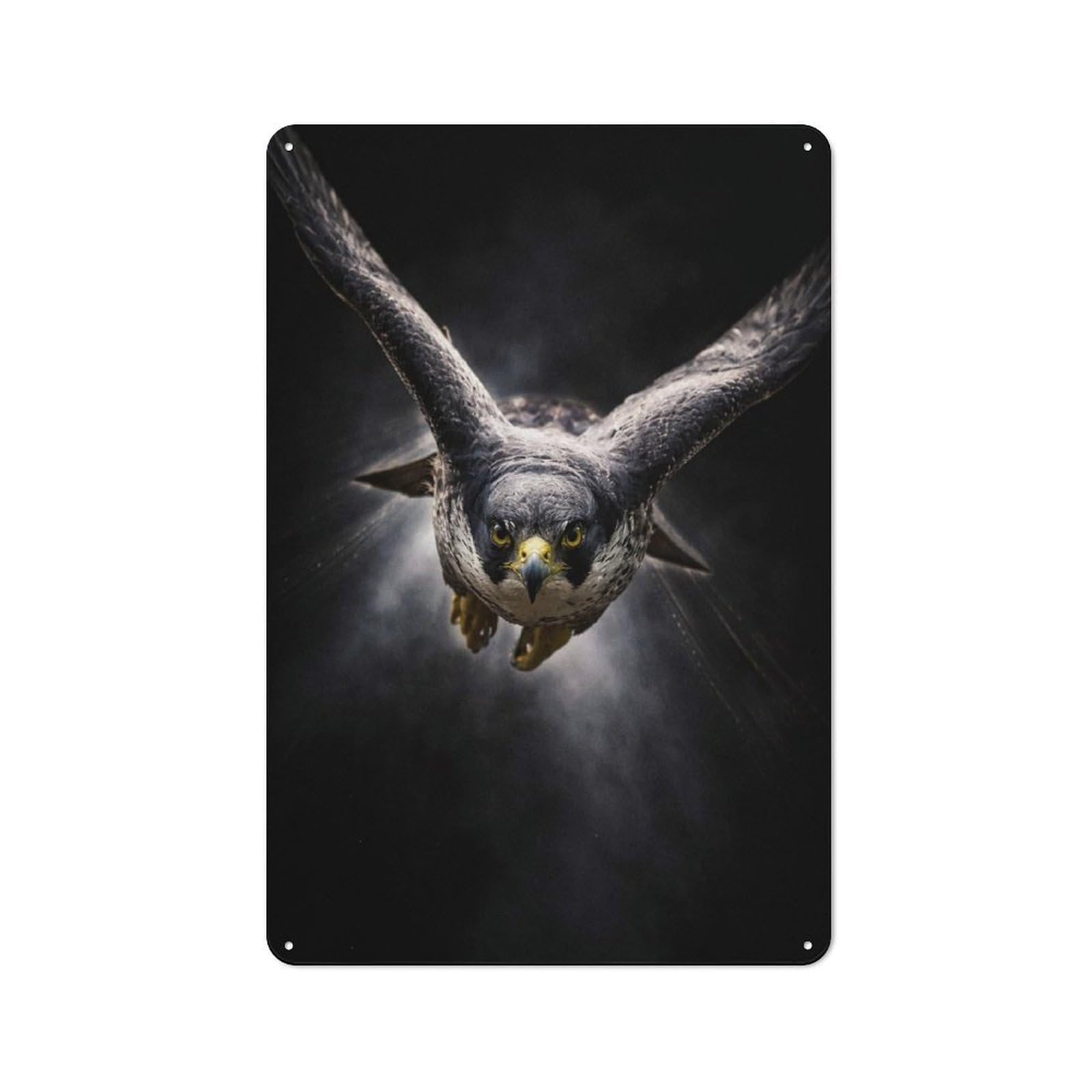 Junmoney Style-7 Tin Wall Plaque 30X20cm With Peregrine Falcon In Flight For Studio Or Craft Room, Suited To Studio Decor Lovers
