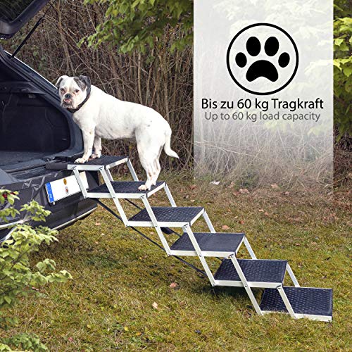 ONVAYA® Hundetreppe faltbar | Hunderampe Einstieghilfe für Autos oder hohe Betten | klappbare Haustiertreppe | stabile Hundeleiter | praktisch & leicht | für bis zu 60 kg (6 Stufen)