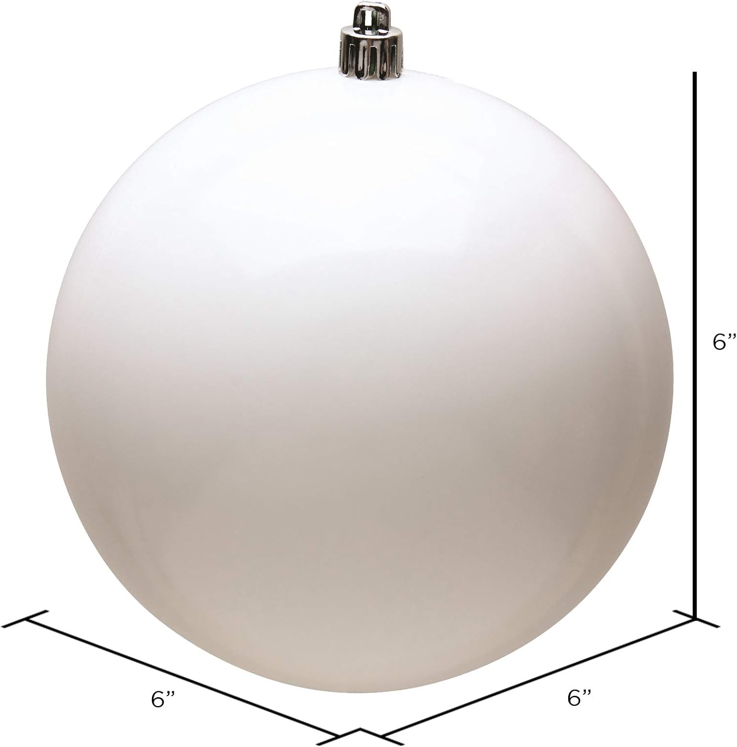 Vickerman 6" White Shiny Ball Ornament - 4 per Bag - Shatterproof Ornament - Festive White Christmas Ornaments - Unique Christmas Decor - Shiny Holiday Decor