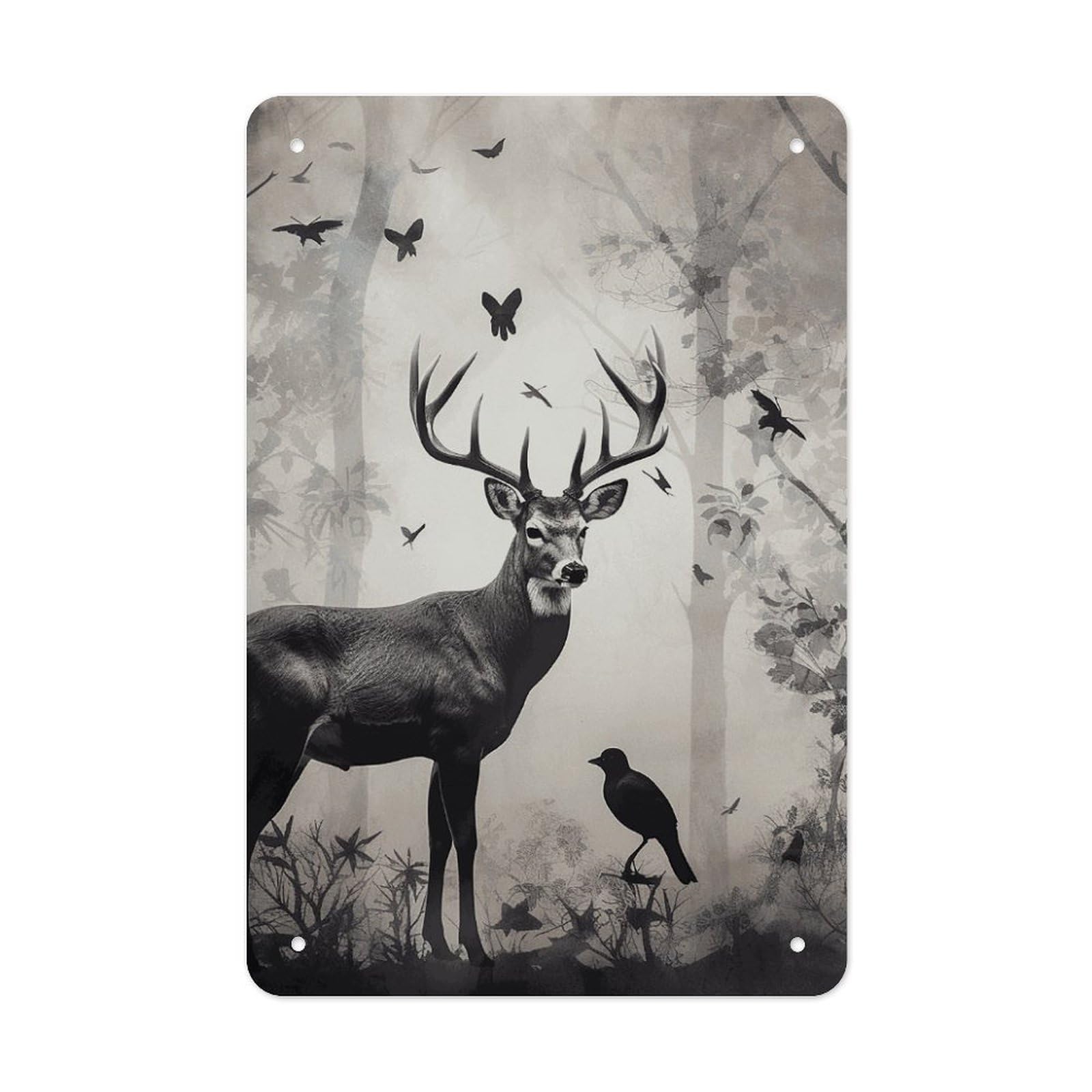 QMNLKH Hunting Silhouette of Deer Plaques for Wall Decor, Personalized Metal Tin Sign for Home, Multifunctional Poster for Office, Fashion Painting for Hallway, Wall Art Pictures, 7.9x11.8Inch