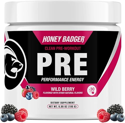 Miniatura 6 de Honey Badger Polvo de preentrenamiento preentrenamiento vegano keto para hombres y mujeres con vitamina C para apoyo inmunológico beta alanina y