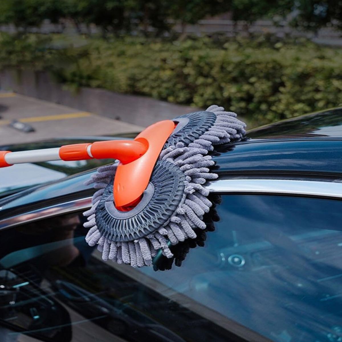 Brosse télescopique de Nettoyage de Voiture à Poils Souples, Manche Long réglable, serpillière Anti-Rayures, Outil Polyvalent pour la carrosserie et Les vitres
