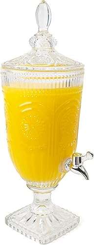 Simple Elements - Dispensador de bebidas de cristal vintage con espita, dispensador de bebidas para exteriores, hogar, fiestas y uso diario, 6.5