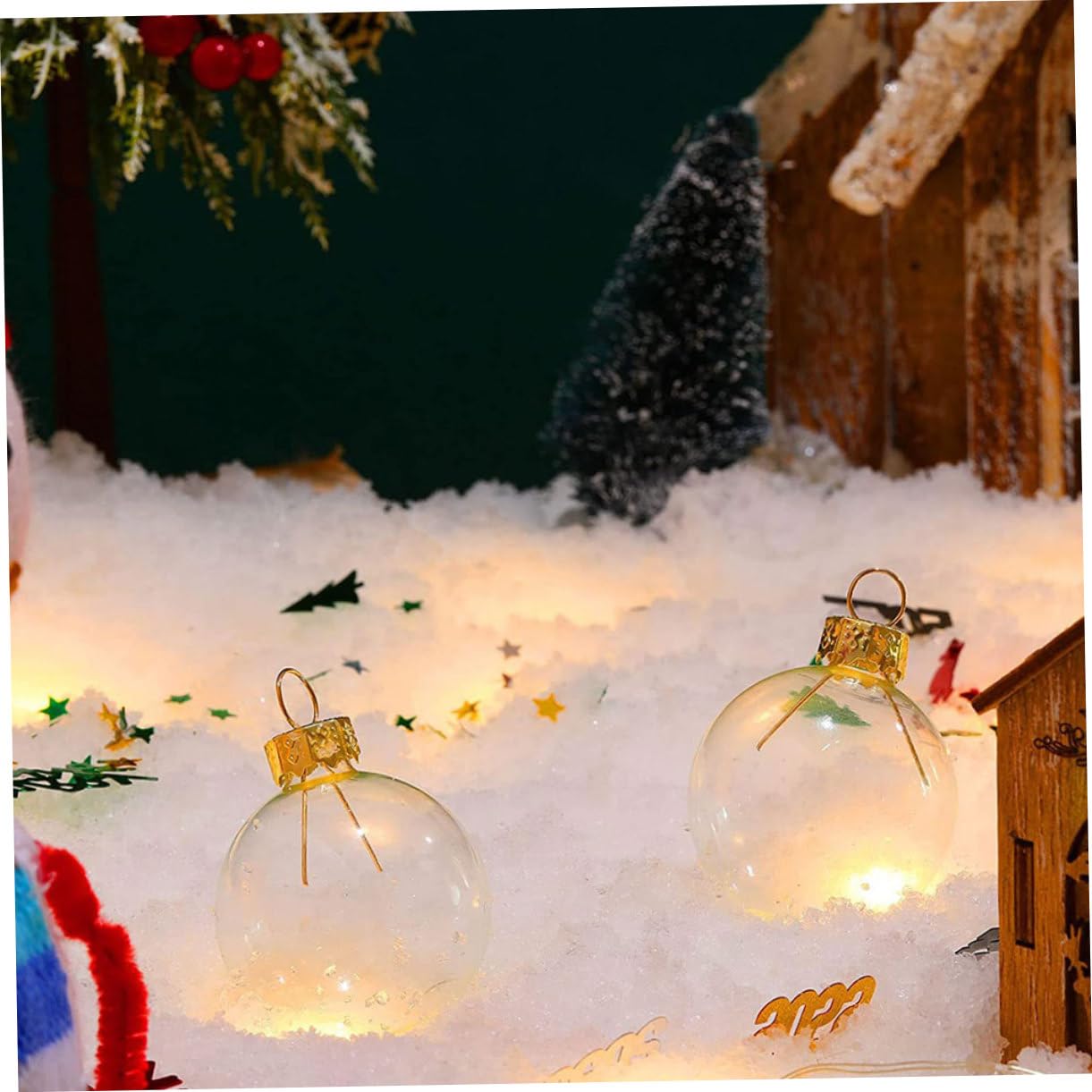 12 Piezas Bolas Colgantes Navideñas Decorativas de Pet Resistentes para Árbol de Navidad Adornos Festivos Reutilizables para Decoración del Hogar y Fiestas