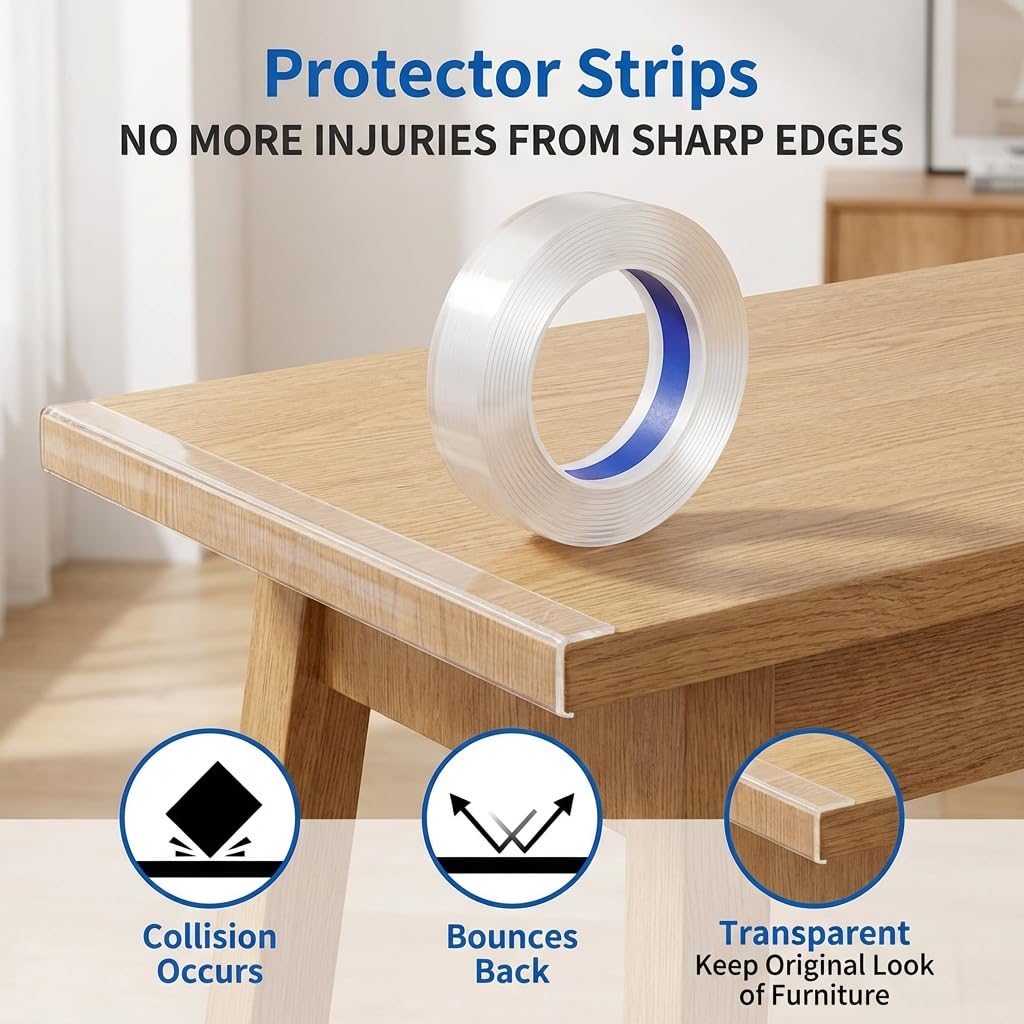 3m Clear Edge Protector Strip, 2cm Wide Transparent Baby Proofing Corner Guard - Image 4