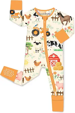 babee Reshinee Bamboo Viscose Baby Footie Pajama, Zipper Sleeper Boys Girls