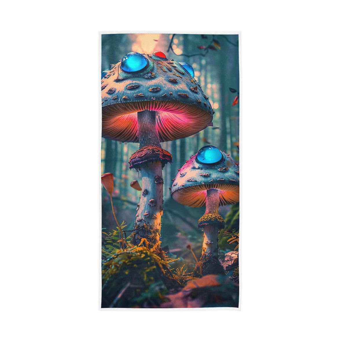 LSRCPD Mushrooms with Blue Eyes Hand Towels Soft Washcloths Shower Towels 15 x 30 Inch