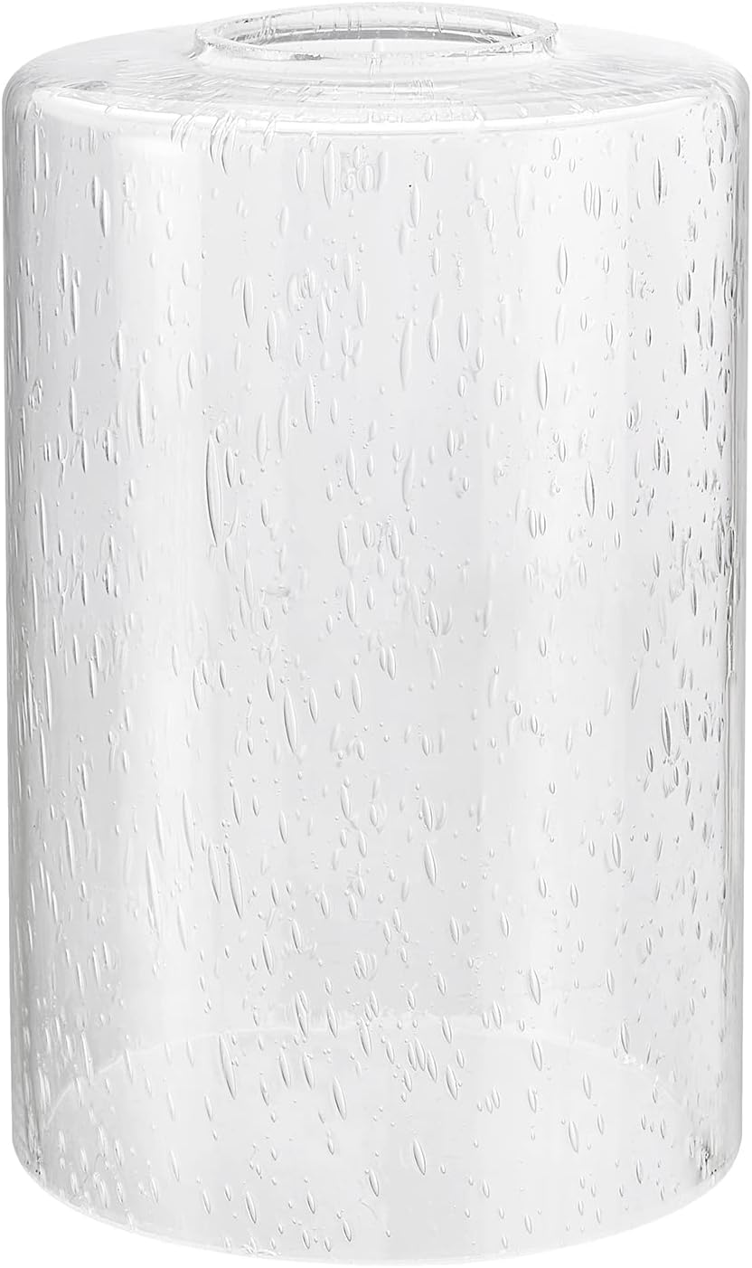 Aspen Creative 23610-01, Clear Seeded Cylinder Glass Shade, 4" Diameter x 6" Height, Center Hole: 42mm.