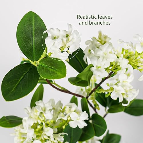 Miniatura 2 de Melorca&Guilla Plantas artificiales, 3 ramas de imitación verdes de 32 pulgadas para jarrón, tallos artificiales, ramas artificiales, plantas falsas