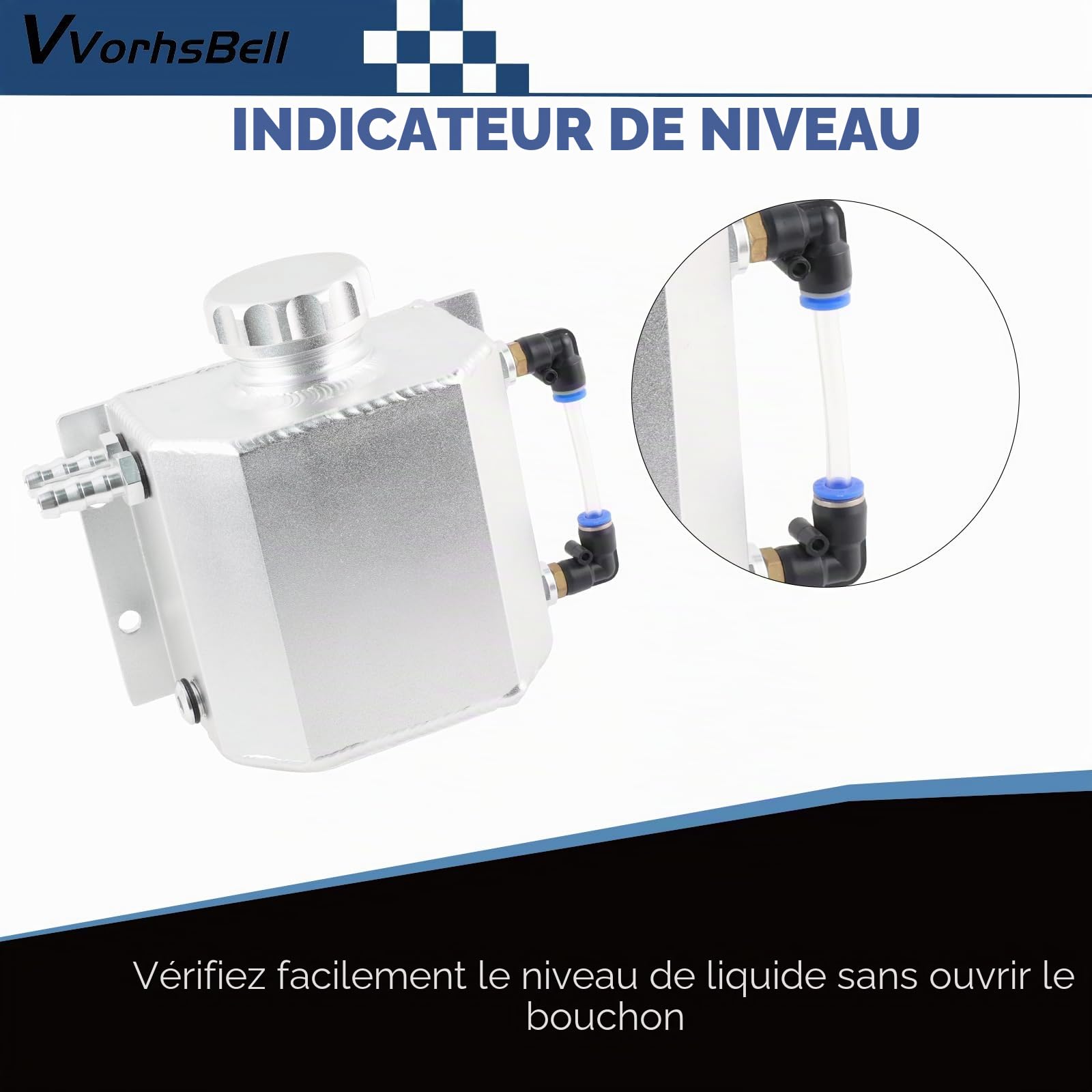 Réservoir d'expansion de liquide de refroidissement universel en aluminium 1L, réservoir de récupération d'huile, réservoir de dégazage, bouteille, refroidisseur, réservoir de débordement