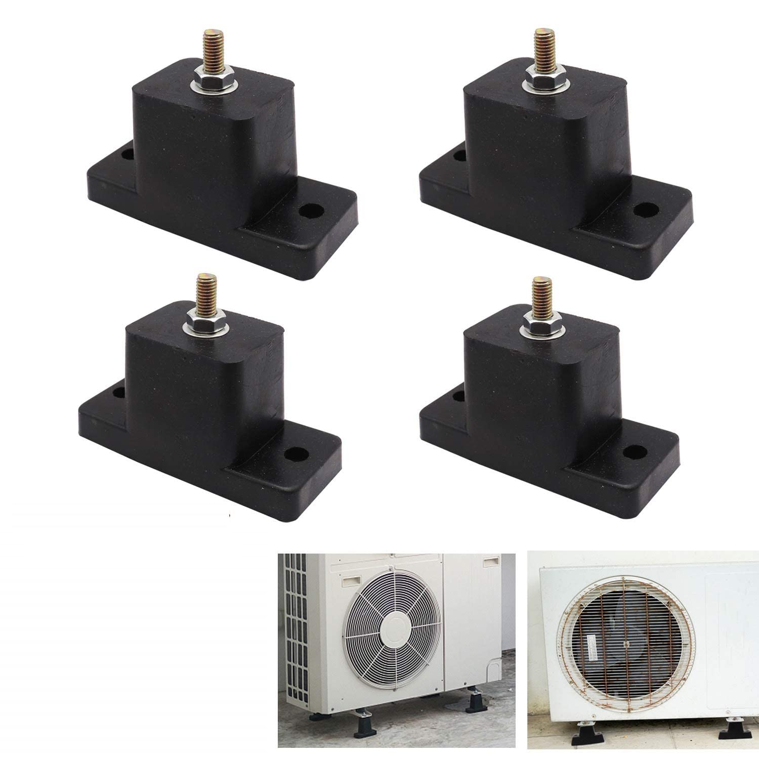 Shop4Ever® Tafta 4 Pack Heavy Duty Anti-Vibration Rubber Pads,Anti-Vibration Shock Absorbing Rubber Mounting Bracket for Outdoor Ductless Mini Split Air Conditioner Condensers(Black) (B09RVFZ7TH) Amazon Price History, Amazon Price Tracker