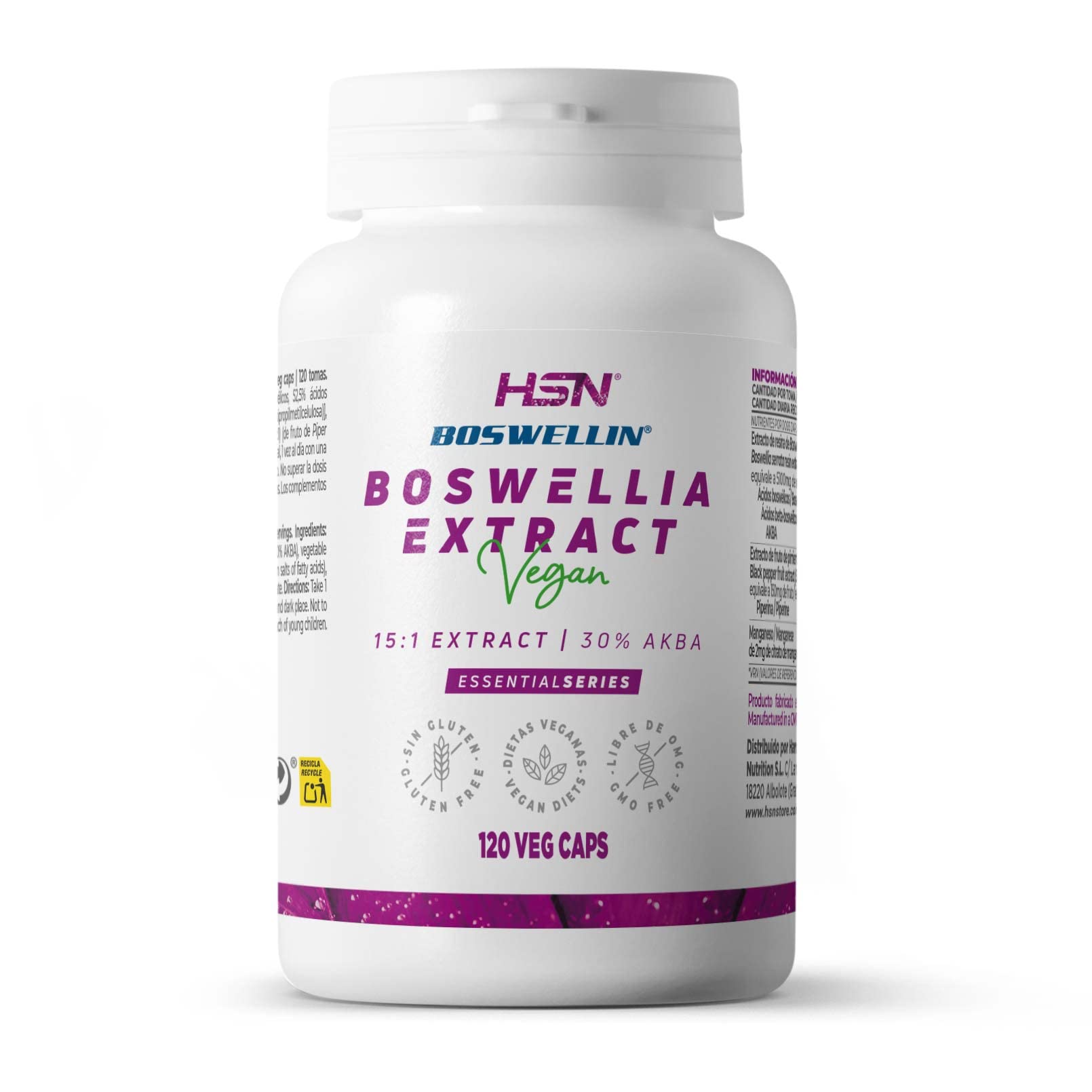 Extracto Boswellia Serrata 5100 MG – Materia Prima: Boswellin® - de HSN | 120 Cápsulas Vegetales con 80% Ácidos Boswélicos, 30% AKBA | 15x Veces Más Concentrado | No-GMO, Vegano, Sin Gluten