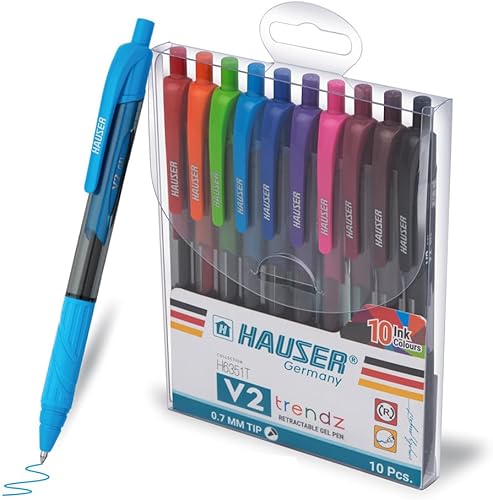 Miniatura 1 de HAUSER V2 - Bolígrafos de gel de 0.028 in, 10 bolígrafos de colores surtidos, bolígrafos para la escuela, bolígrafos de colores para tomar notas,