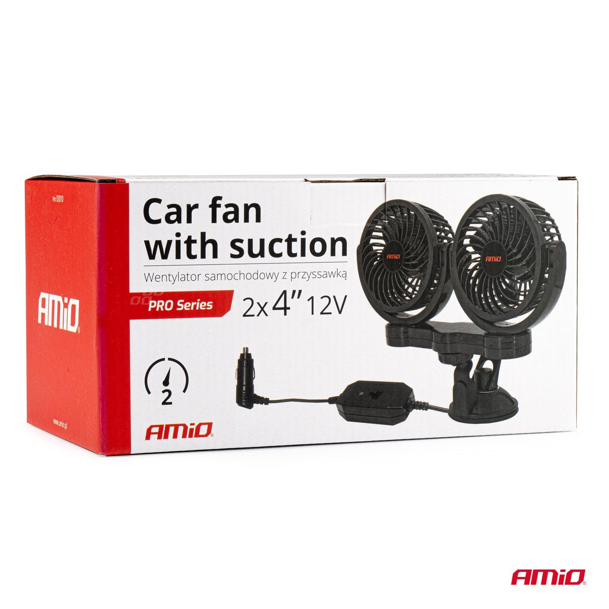 AMIO Double Ventilateur 12V Diamètre 10cm Chacun Orientable sur Ventouse