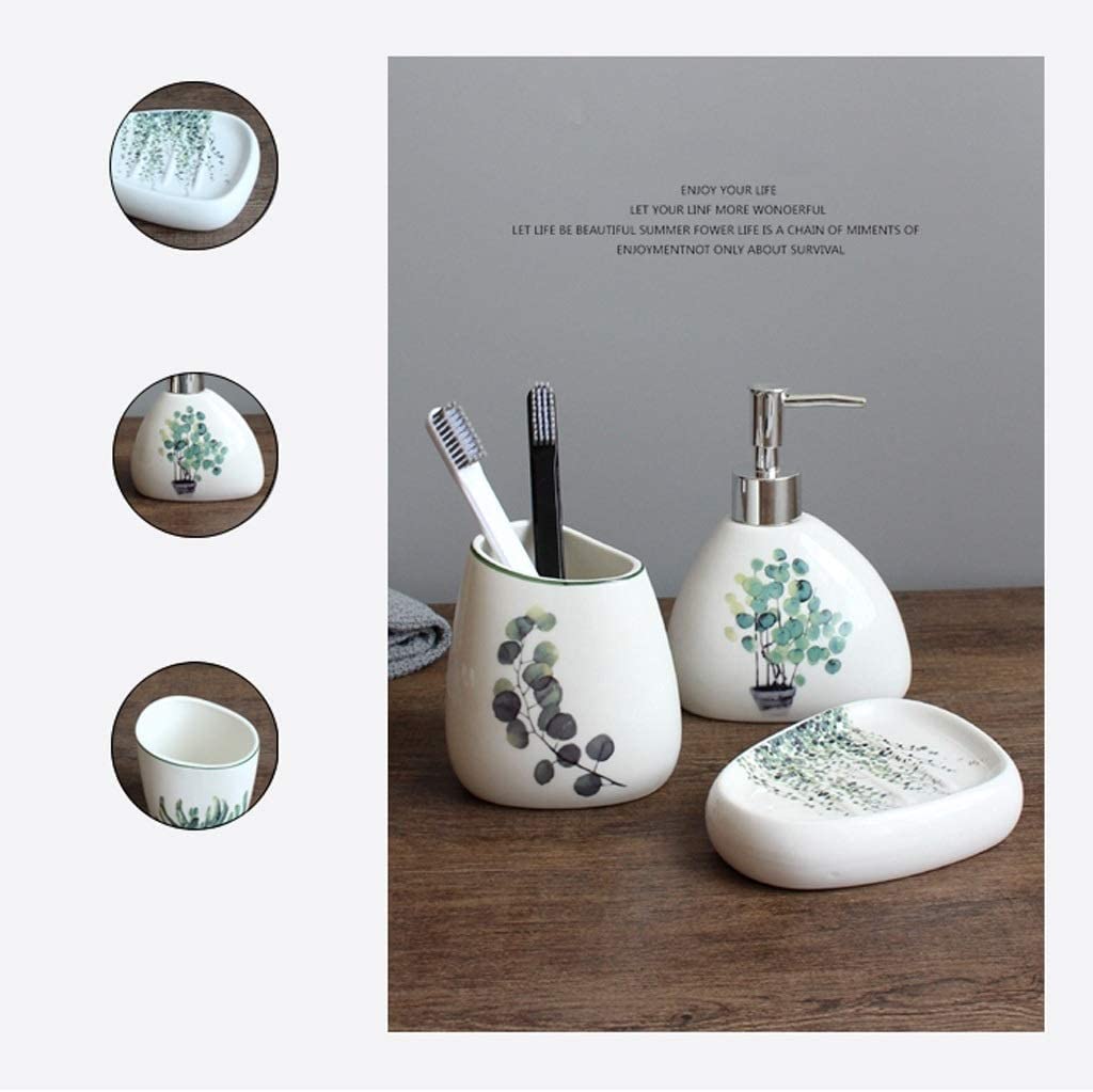 Badezimmer Set Badezimmer-Zubehör-Set Aus Keramik, 4-teilig, Seifenspender, Zahnbürstenhalter, Seifenschale, Elegantes Badezimmer-Set Dekoration Organizer