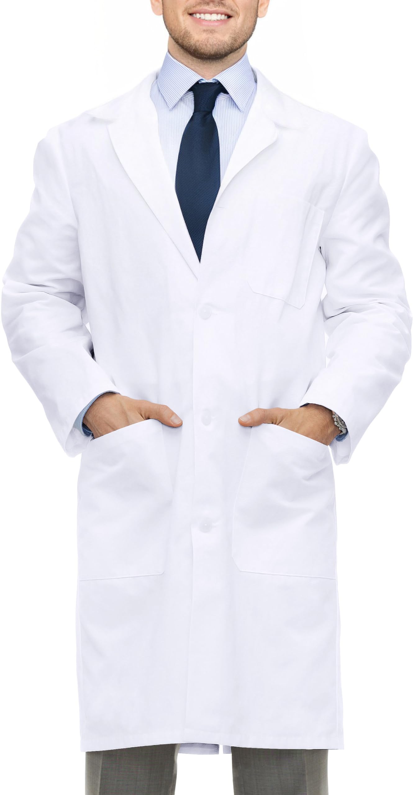 NY Threads Professional Lab Coat for Men Long Sleeve Medical Coat 1 Pack, XX-Large, White