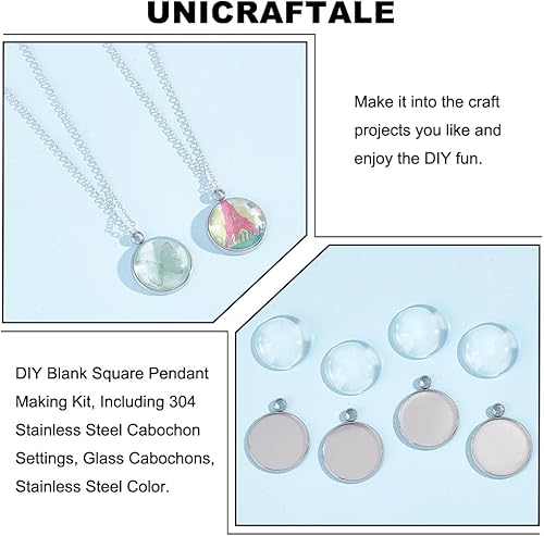 Miniatura 5 de UNICRAFTALE 30 juegos de colgantes redondos de 0.787 in en blanco con cabujones de acero inoxidable colgantes de cabujón configuración de colgante