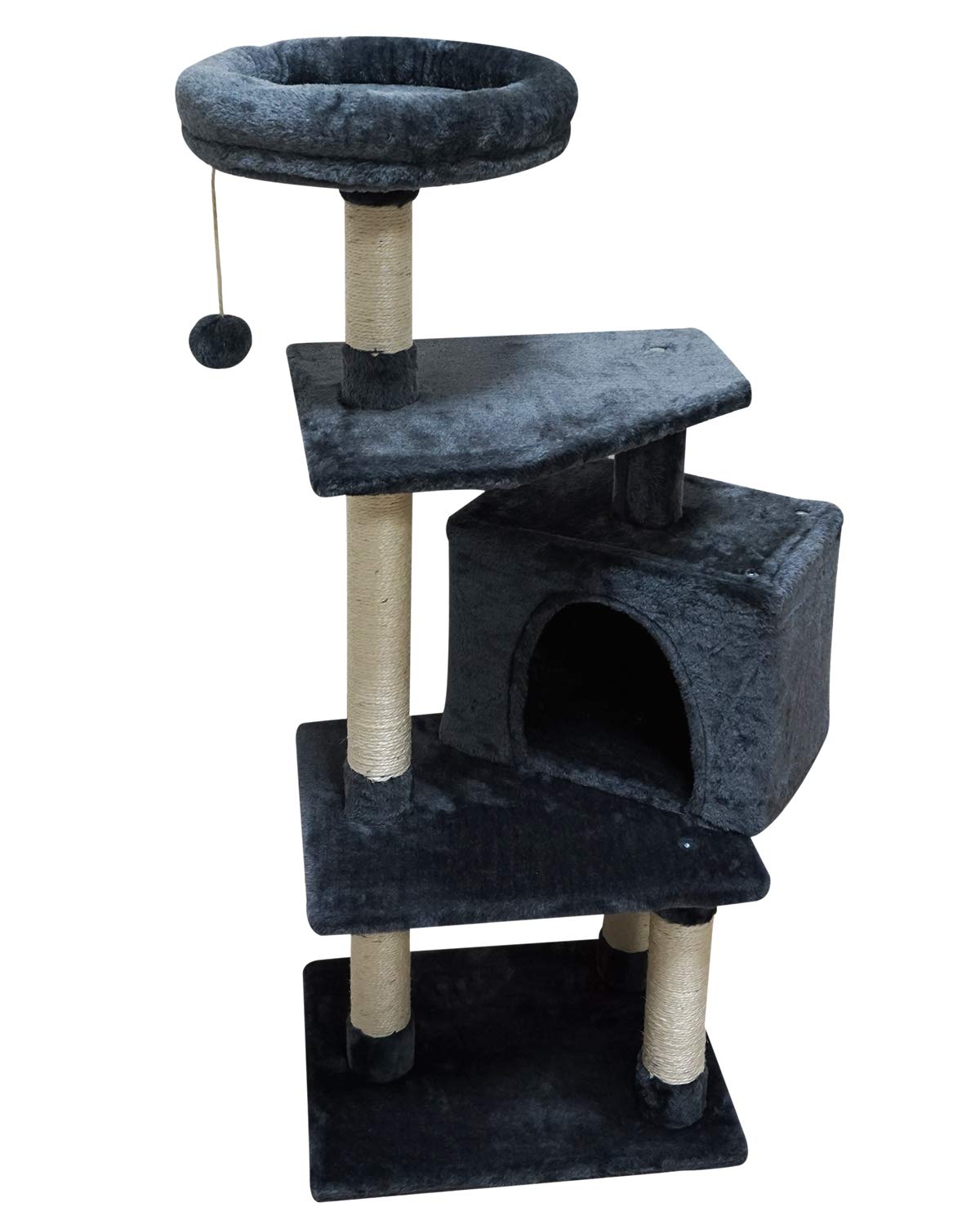 FISH&NAP Cat Tree Cat Tower Cat Condo Sisal Scratching Posts with Jump Platform Cat Furniture Activity Center Play House Grey