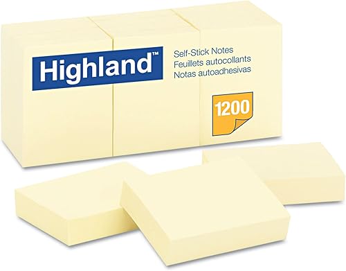 Highland 6539YW Notas autoadhesivas 1 12 x 2 amarillo 100 hojas 12 unidades