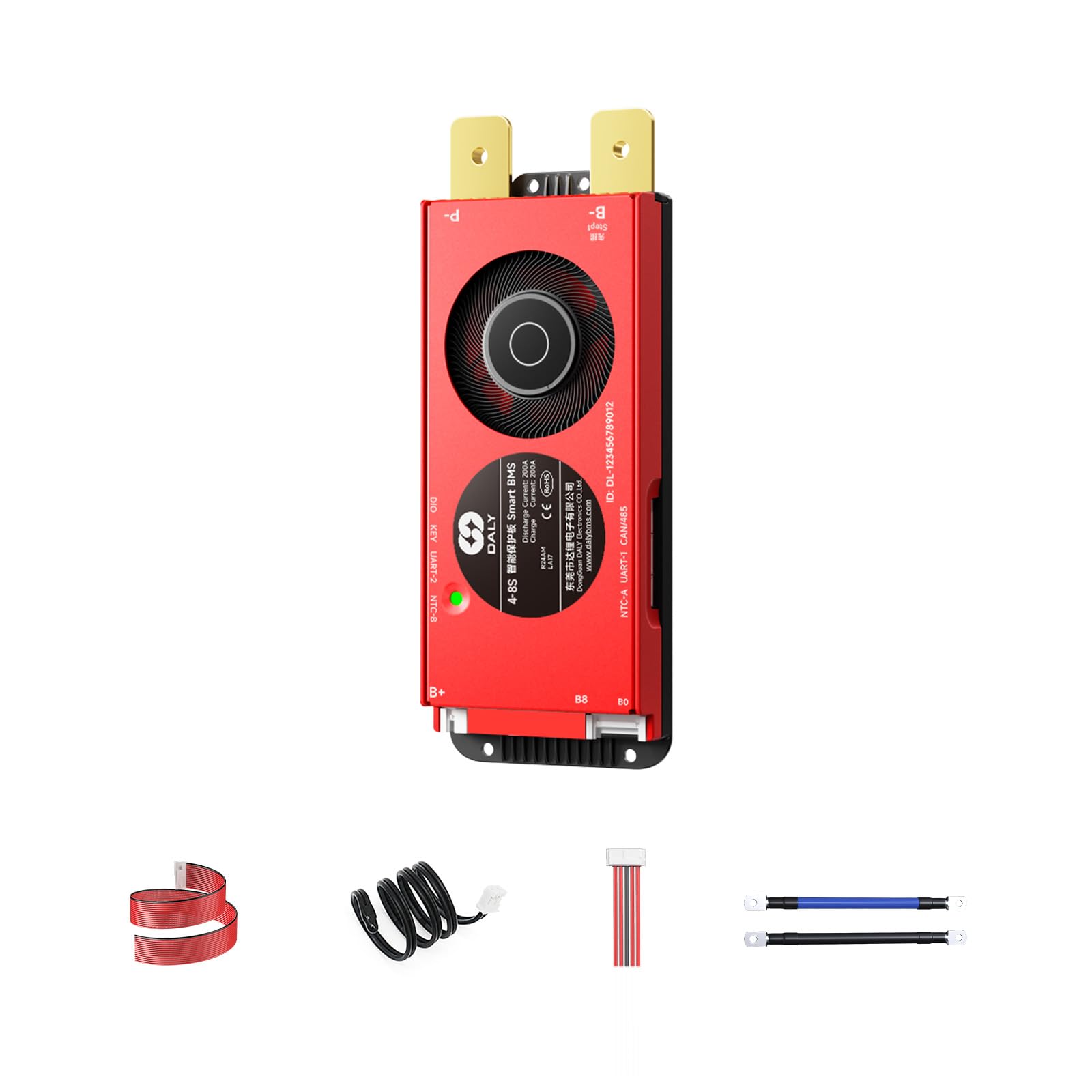 DALY BMS da 12V a 24V 200A – Sistema di gestione intelligente per batterie al litio con Bluetooth integrato, RS485 e CAN, per pacchi batteria 4S – 8S (Li-ion, LiFePO4, LTO)