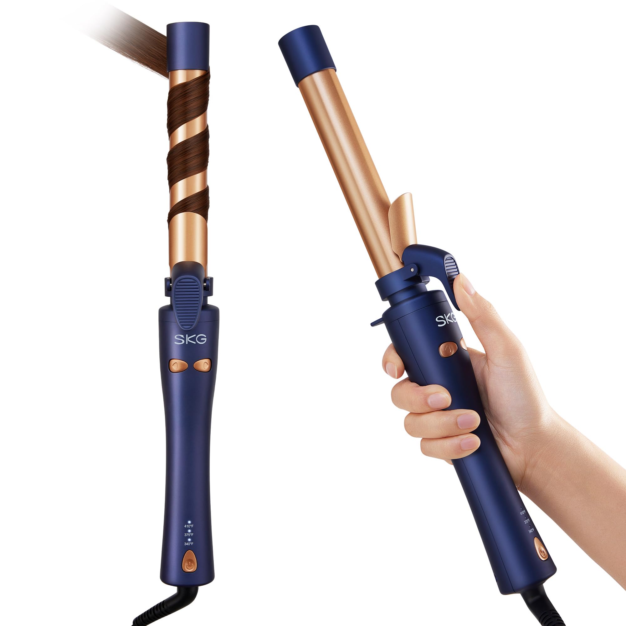 SKG Automatic Rotating Curling Iron 1-Inch Ceramic Barrel 2-Way Rotation 3 Heat Levels 60s Fast Heating 30-Min Auto