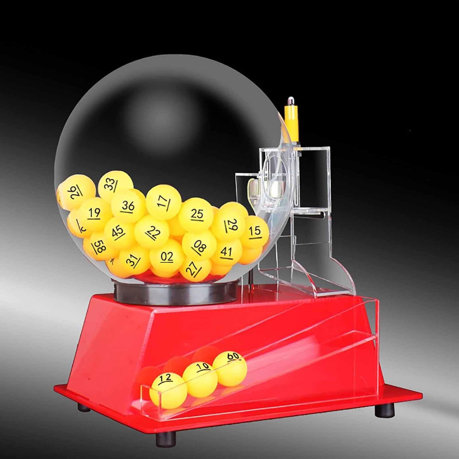 PixCy Juego De Bingo De Lujo, Máquina De Lotería Eléctrica, Incluye Jaula De Bingo, Bolas De Llamada, Fichas Coloridas, Grupos Grandes Y Fiestas,Red-100balls