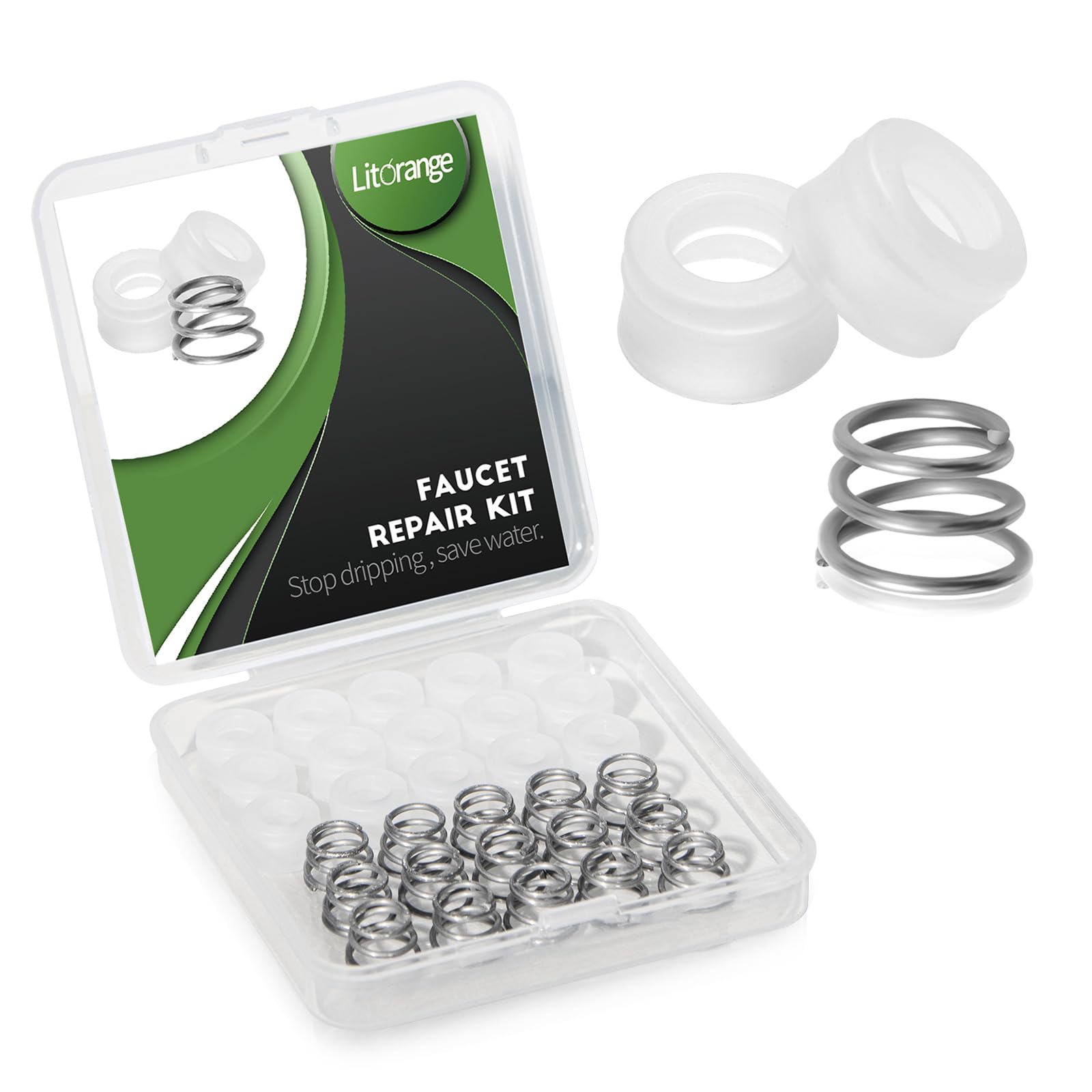 Litorange 30Pcs RP4993 Faucet Repair Kit, RP4993 Silicone Replacement Seats and 316 Stainless Steel Springs, Faucet Parts