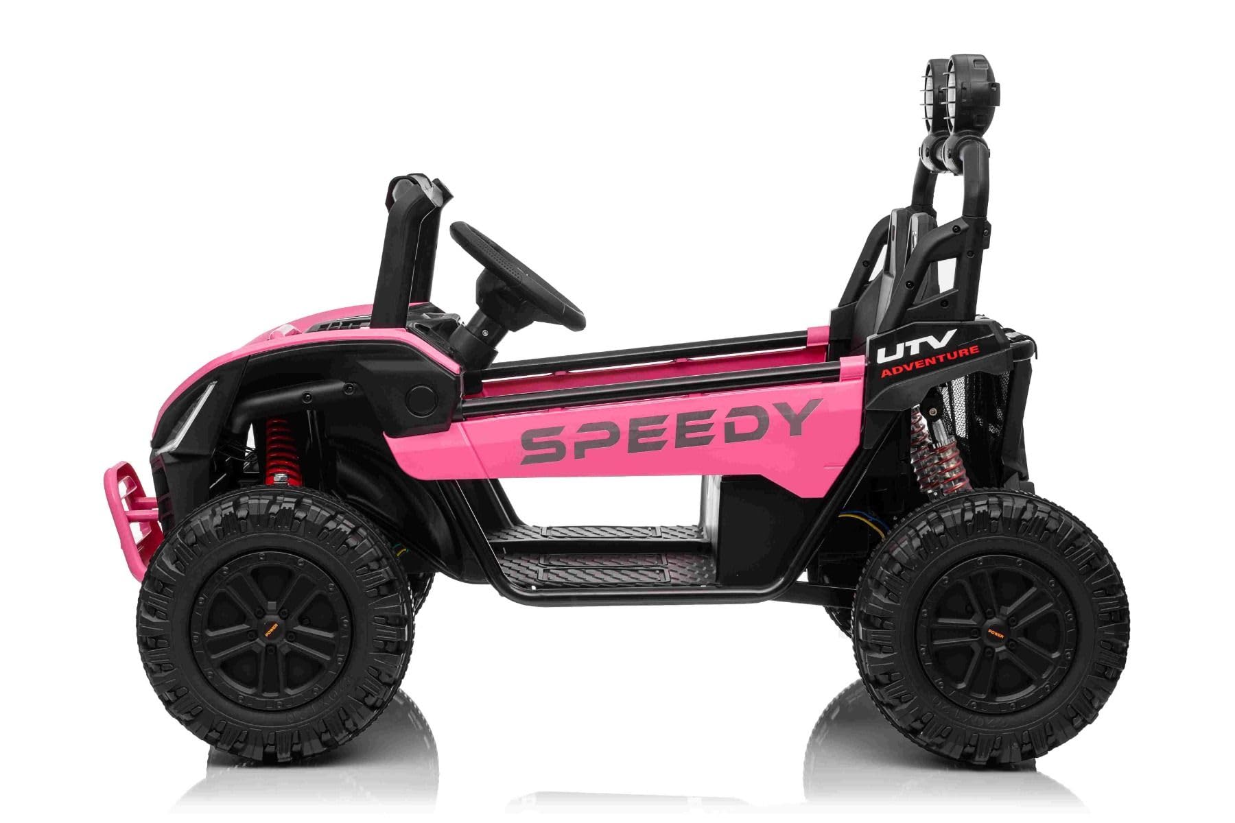 T-REX Ride 4x4 elektryczny samochód dla dzieci, 24 V, róże, odtwarzacz MP3 z wejściem USB/AUX, napęd 4 x 4, bateria litowa, zawieszenie, pilot zdalnego sterowania, oświetlenie LED