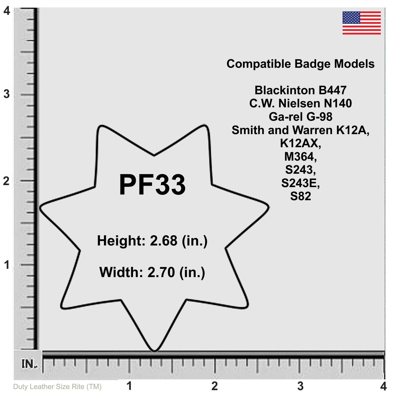 Perfect Fit Shield Wallets Leather Hidden Badge Wallet - 7 Point Star Cutout (Fits Blackinton B447), Black