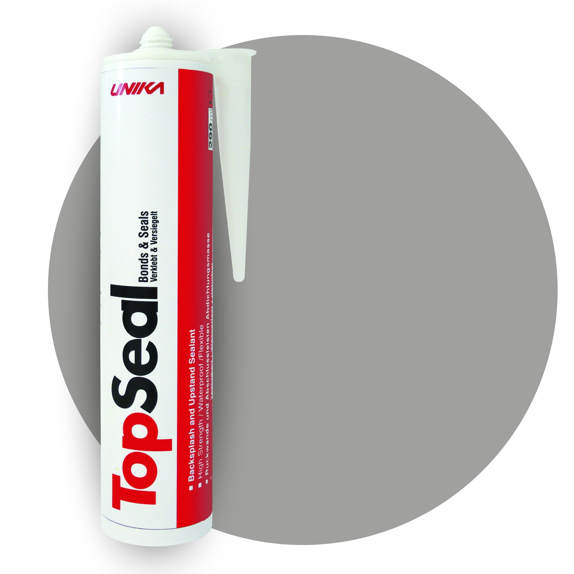Unika TopSeal Light Grey – 290ml Colour-Matched Adhesive & Sealant | High-Strength, Waterproof & Flexible Bonding for Worktops, Upstands, Panels & Backsplashes