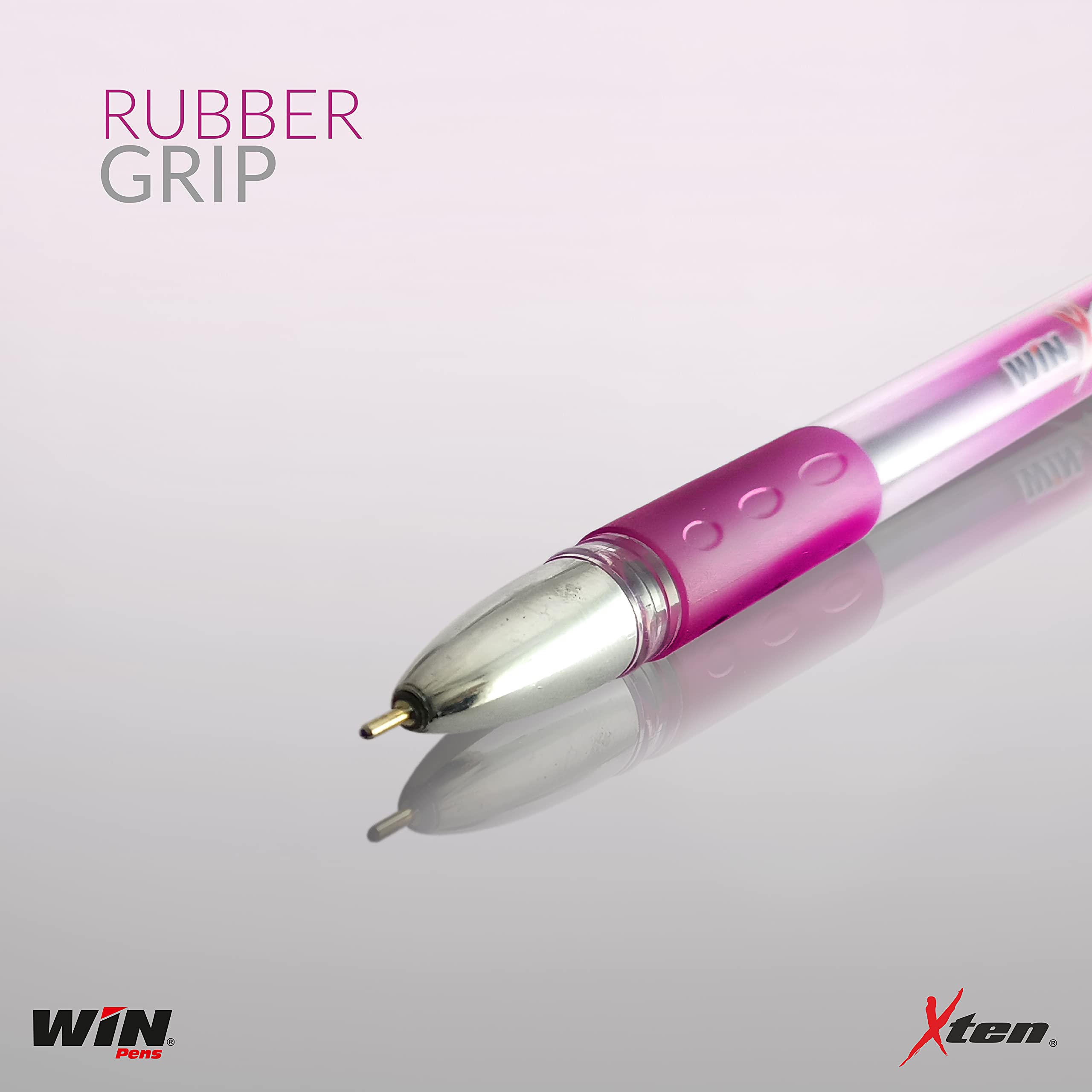 WIN X-Ten Kugelschreiber, Packung mit 30 Stiften (20 blaue Tinte und 10 schwarze Tinte), Elasto-Griff für komfortables Schreiben, 0,6 mm Spitze, glatter Tintenfluss, langlebige Stifte, ideal für