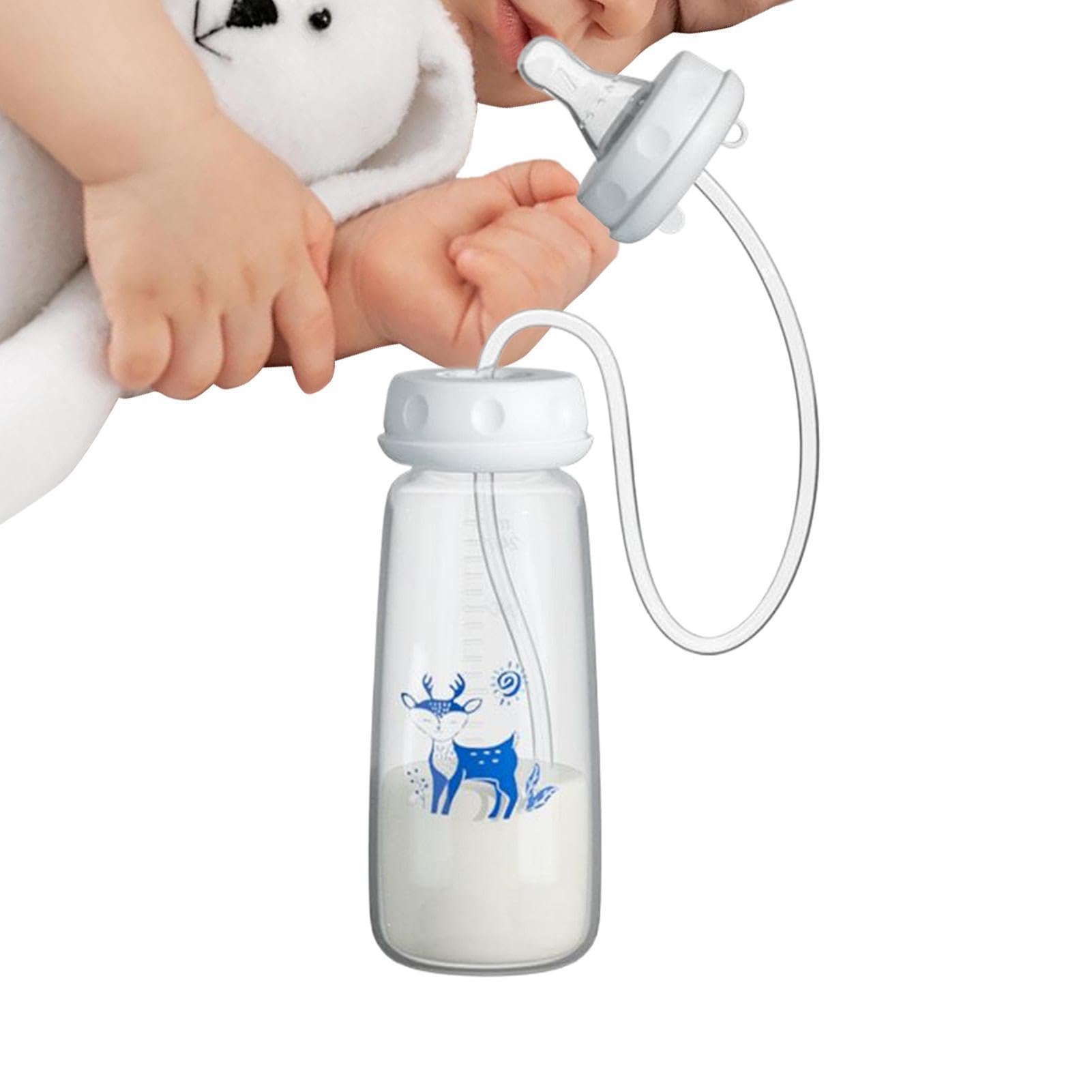 3-in 1 Hands-Free Anti-Colic Babys Bottle, Hands-Free Anti-Colic Babys Bottle, 2026 New 240ml Silicone Leakproof With Nipple Straw, Adjustable Fast Flow Milk Bottles For Boys Girls Indoor Outdoor Home