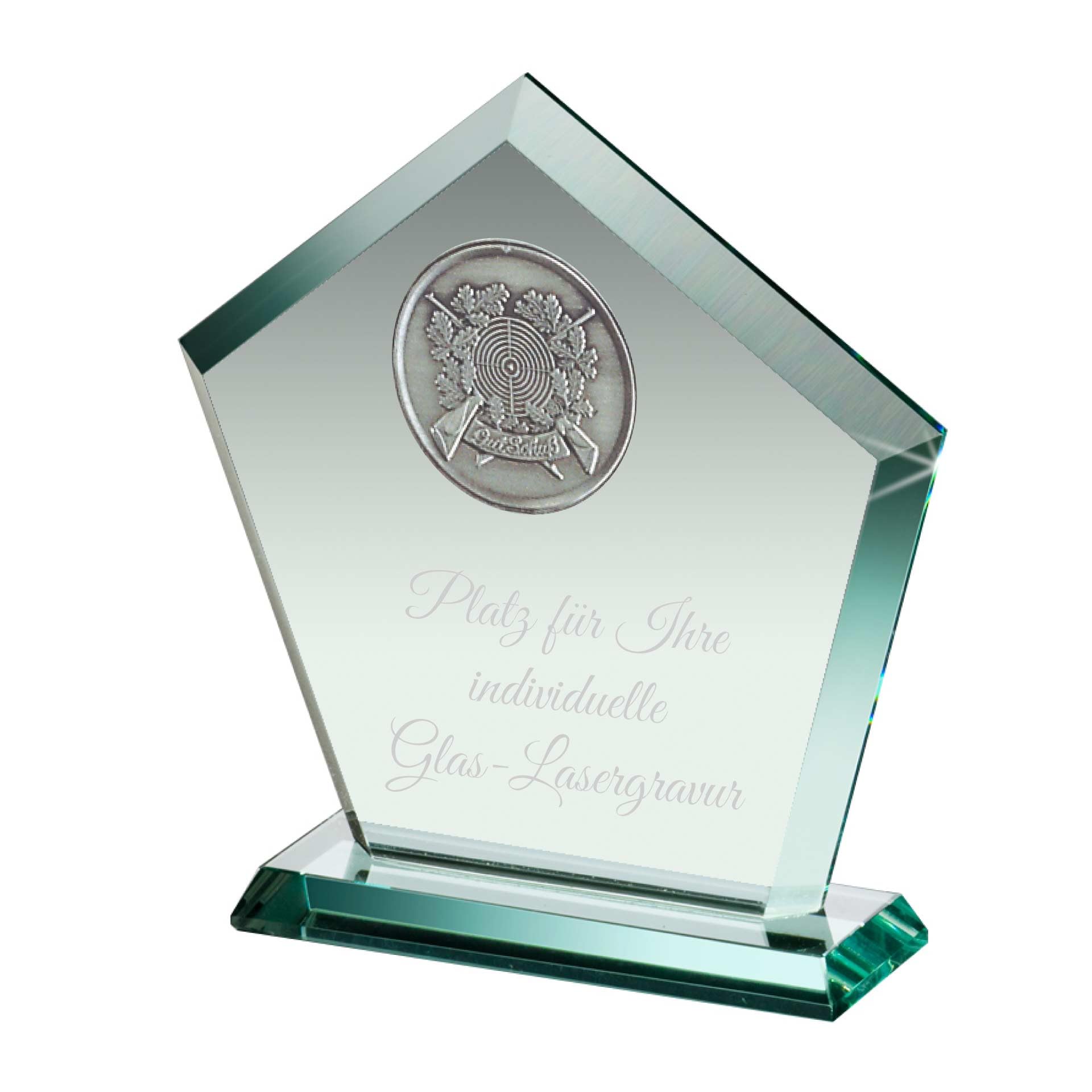 Glas Pokal Schützen 22cm Jade Trophäe 3D Zinn-Emblem Award - Traditionell & Personalisiert