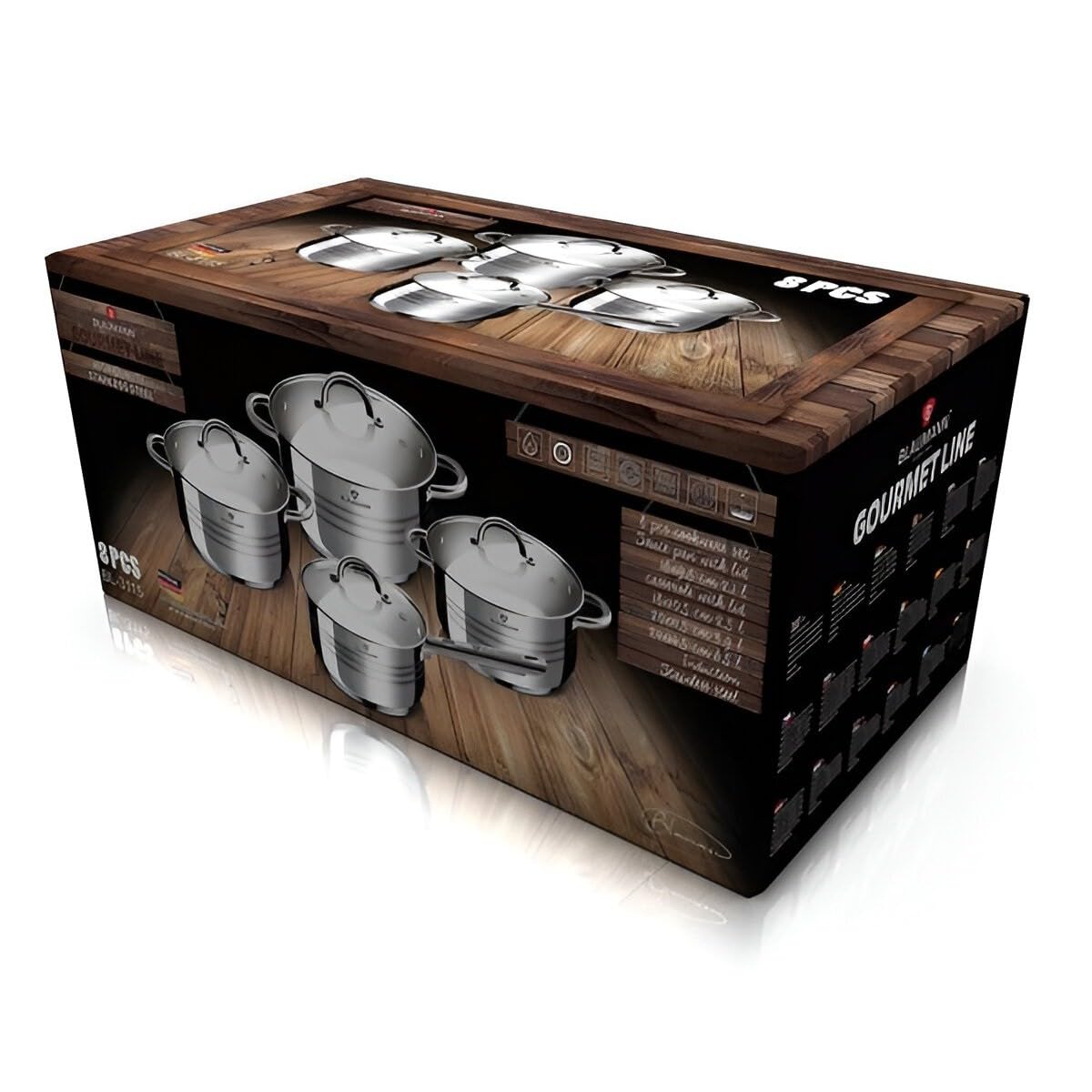 kochgeschirr-Set Gourmet Edelstahl silber 8-teilig