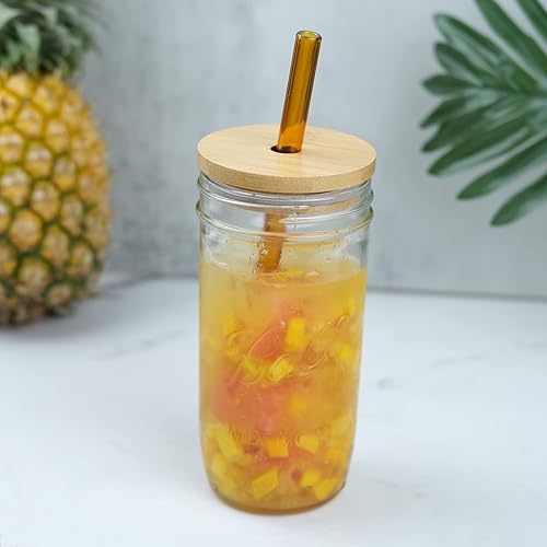 Miniatura 4 de 10 unidades Pajitas de vidrio reutilizables resistentes a las roturas, 0.354 x 0.394 in, popotes reutilizables multicolor con 2 cepillos de limpieza