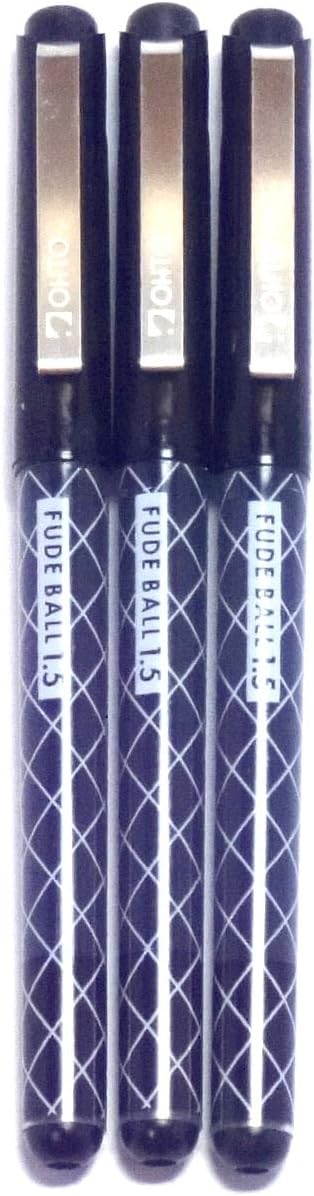OHTO Fude Ballpoint Pen Extra Bold, 1.5mm, black ink, 3 pens per Pack (Japan import) [Komainu-Dou Original Package]