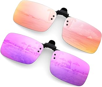 Hifot Clip on Sunglasses 2 Pack, Polarized Lens Fit over Prescription Glasses, Flip up Rimless Myopia Nearsighted Sunglasses for Men Women