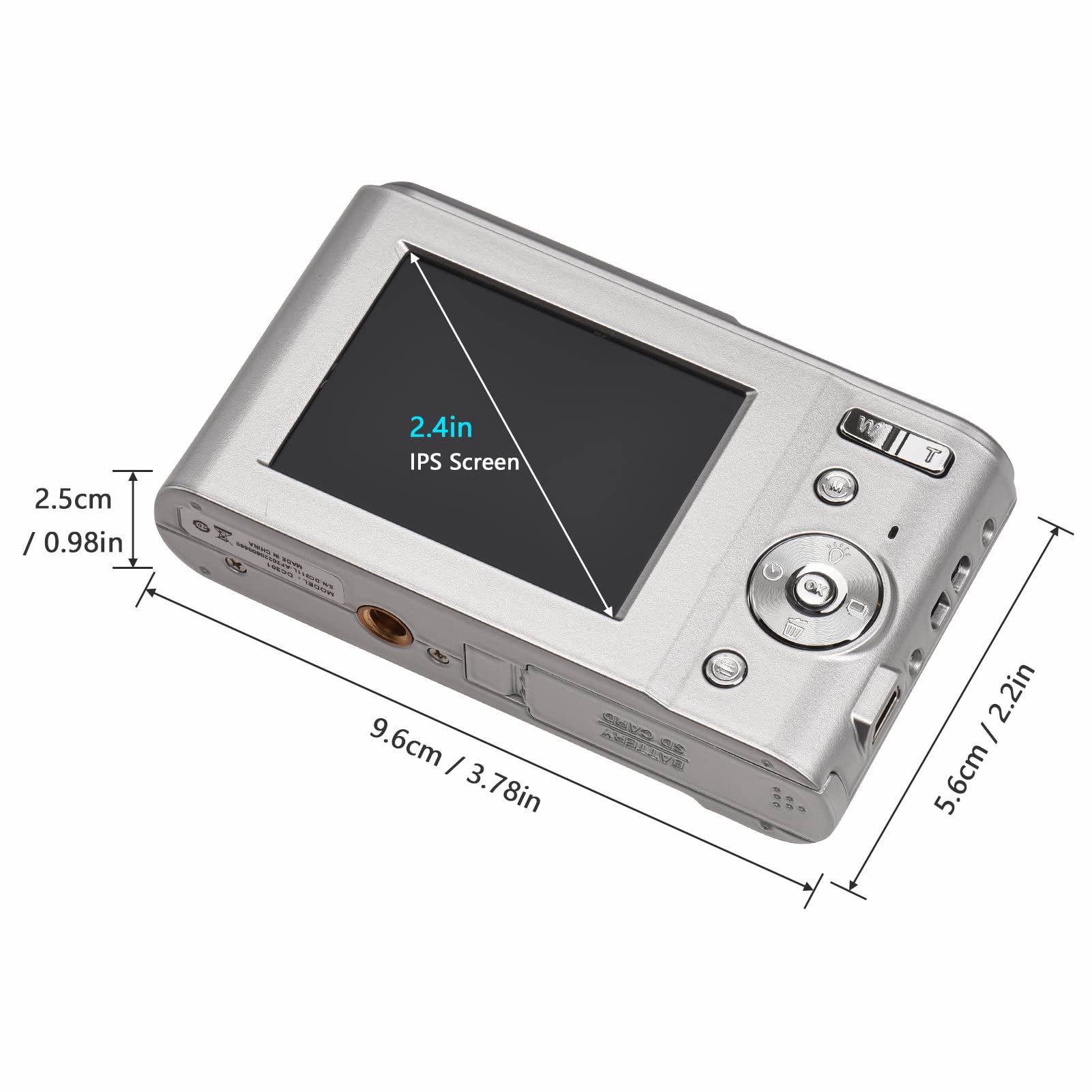 Andoer Przenośny aparat cyfrowy 48 MP 1080p 2,4" IPS 16X zoom 16X samowyzwalacz autofokusowy 128 GB rozszerzona pamięć wykrywanie twarzy zapobiegający wstrząsom z 2 bateriami Pasek do noszenia