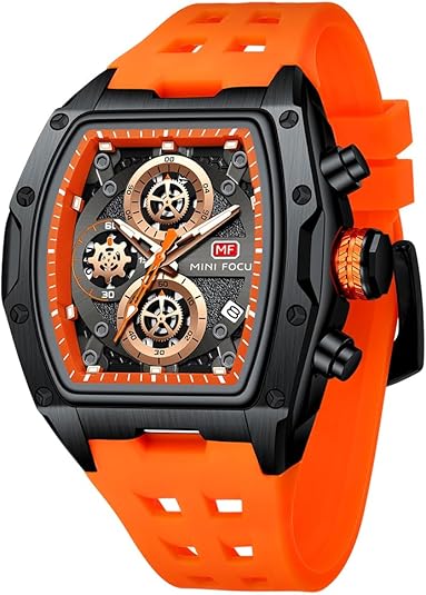 MF MINI FOCUS Watch Wristwatch Fashion Hollow Big Dial Luminous Waterproof Sport Analog Quartz Business Mens Watches Silicon Strap Dress Watch