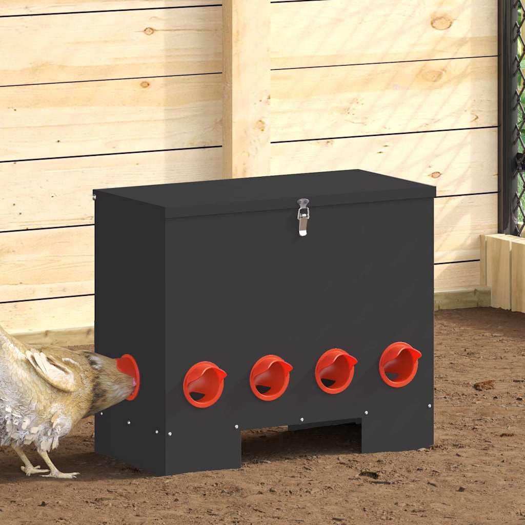 vidaXL Comedero para Pollos 2 pcs Negro 60,5 x 29 x 51 cm, Comedero Moderno para Pollos, Resistente y Amplio, Ideal para Mascotas, jardín y Ganado en el Exterior