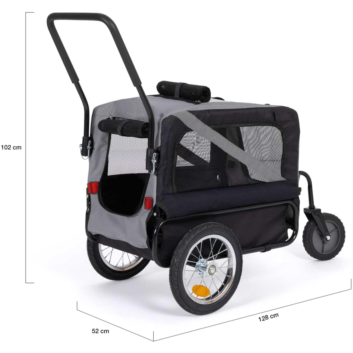 IDMarket - TILLY rimorchio per cani con catarifrangenti 128 x 52 x 102 cm per animali domestici