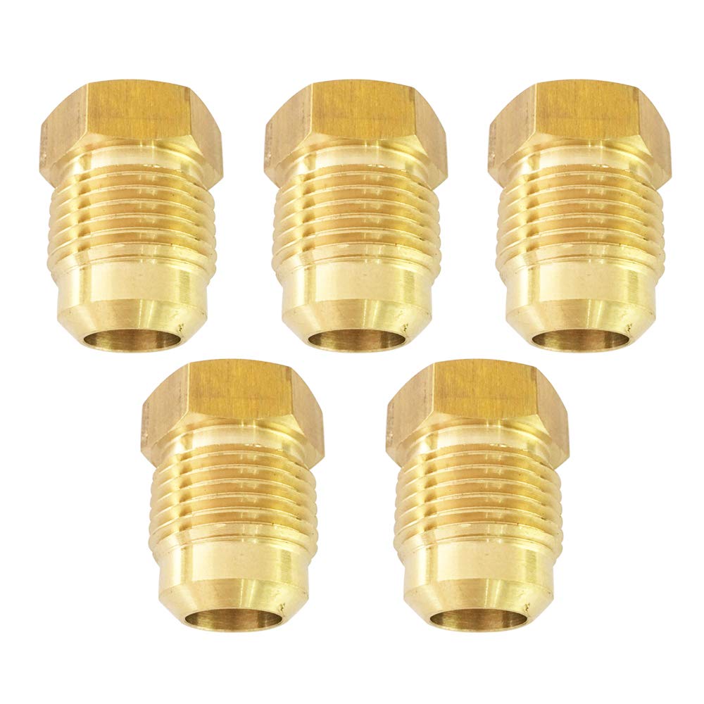 Brass 45 Degree Flare 3/8" OD Plug, SAE Flared Tube Fitting