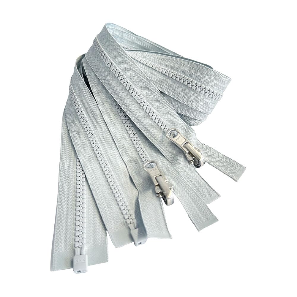 2pcs YKK #5 Molded Plastic Reversible Slider Inside/Outside Medium Weight Sport Jacket Zipper Separating Aluminum Pull Color Pastel Blue #574W -