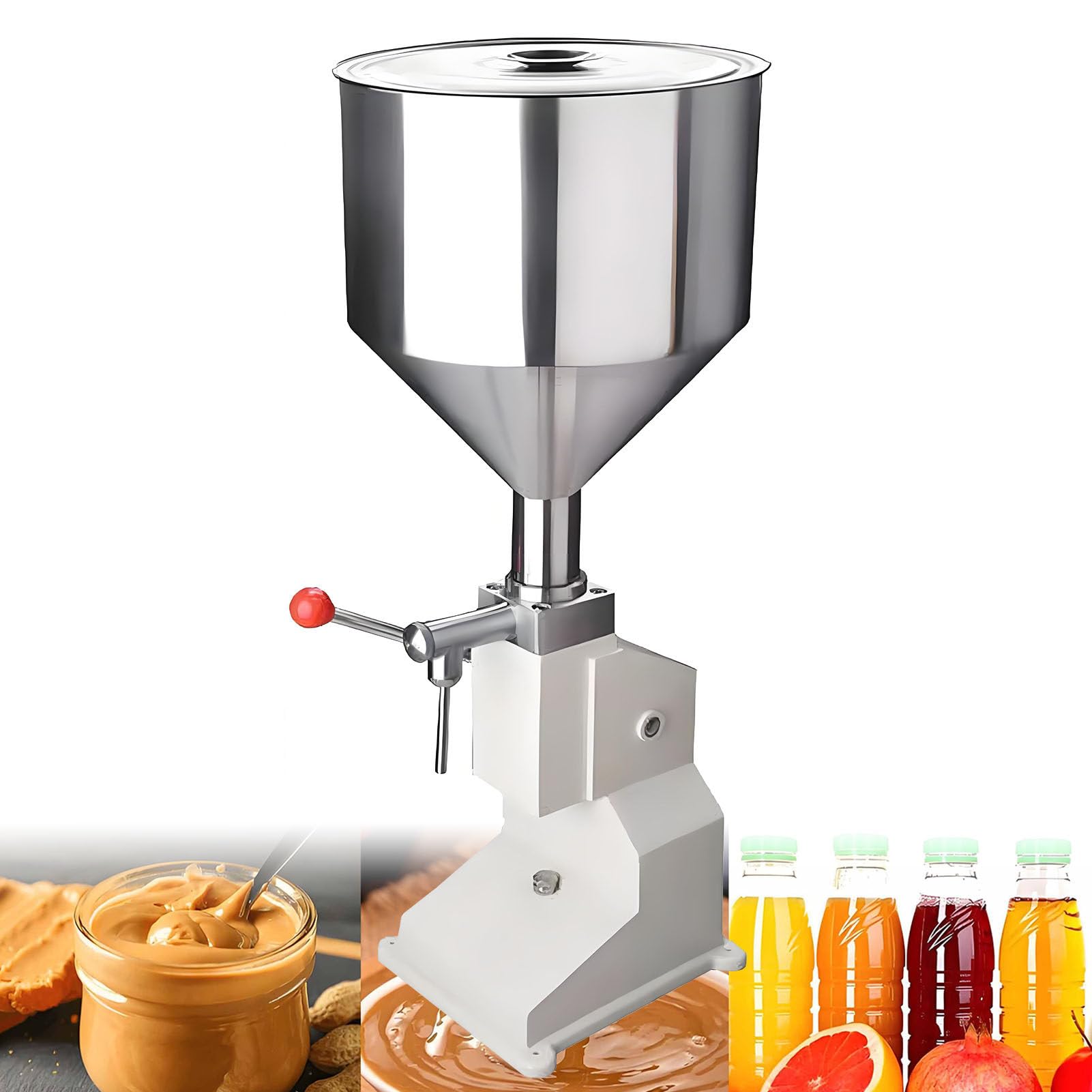 SHENGSHIYU Manual Liquid Filling Machine,10L Hopper, Filling Volume 5-110ml, Adjustable Precisely, 20-30 Cycles per Minute,Commercial Filling Machine for Shampoo Cosmetic Honey Oil