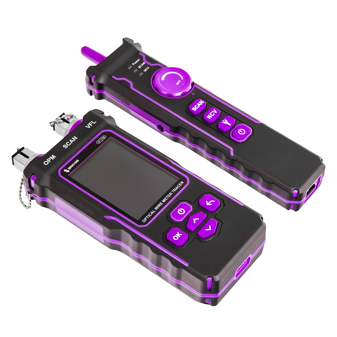 Spacetronik Tester de Cables de Red PoE Multifunción - Prueba de Fibra Óptica, Tester PoE con Detector NCV y Linterna LED - Medición Longitud de Cables CAT5/CAT6 hasta 200m, USB-C, Port-Flash