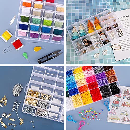 36 Grids Clear Plastic Organizer Box, Jewelry Storage Box With Adjustable Dividers, For Fishing Tackles Jewelry Art Diy Crafts Beads Container 3 Pack. #TOP6