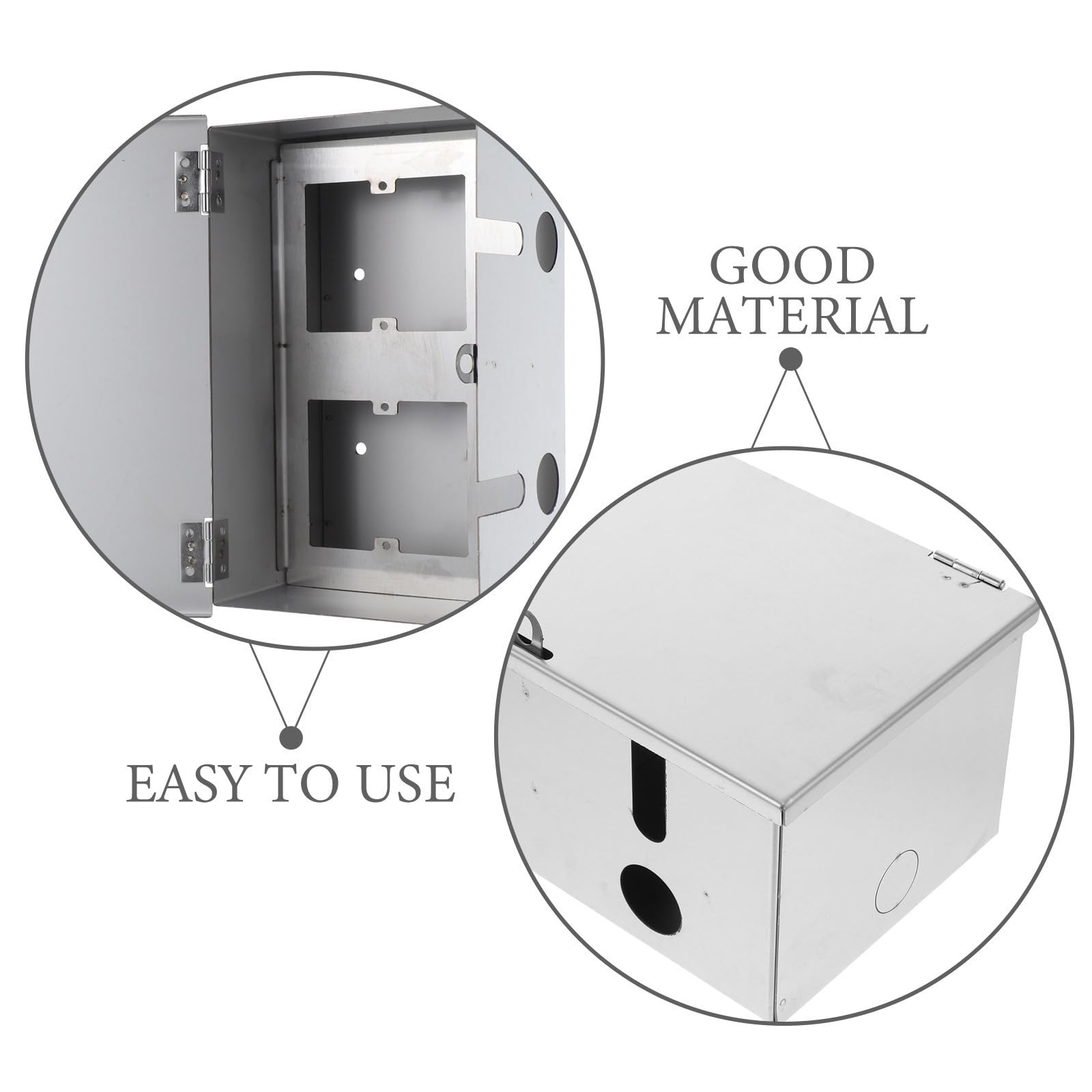Abaodam Caja Eléctrica de Acero Inoxidable, Tapa de Enchufe Exterior Ip45, Caja de Toma de Corriente Exterior Cerradura, Plata, para Exteriores y Escuelas