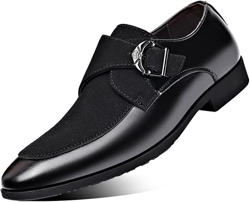 Mens Fashion Strap Suede Dress Tuxedo Shoe Business Formal Suit Leather Buckle Slip-on Loafers for Men