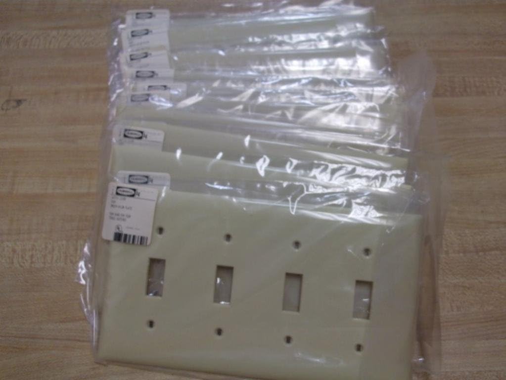Hubbell P4 Wall Plate Ivory 4 Gang Cover (Pack of 10)